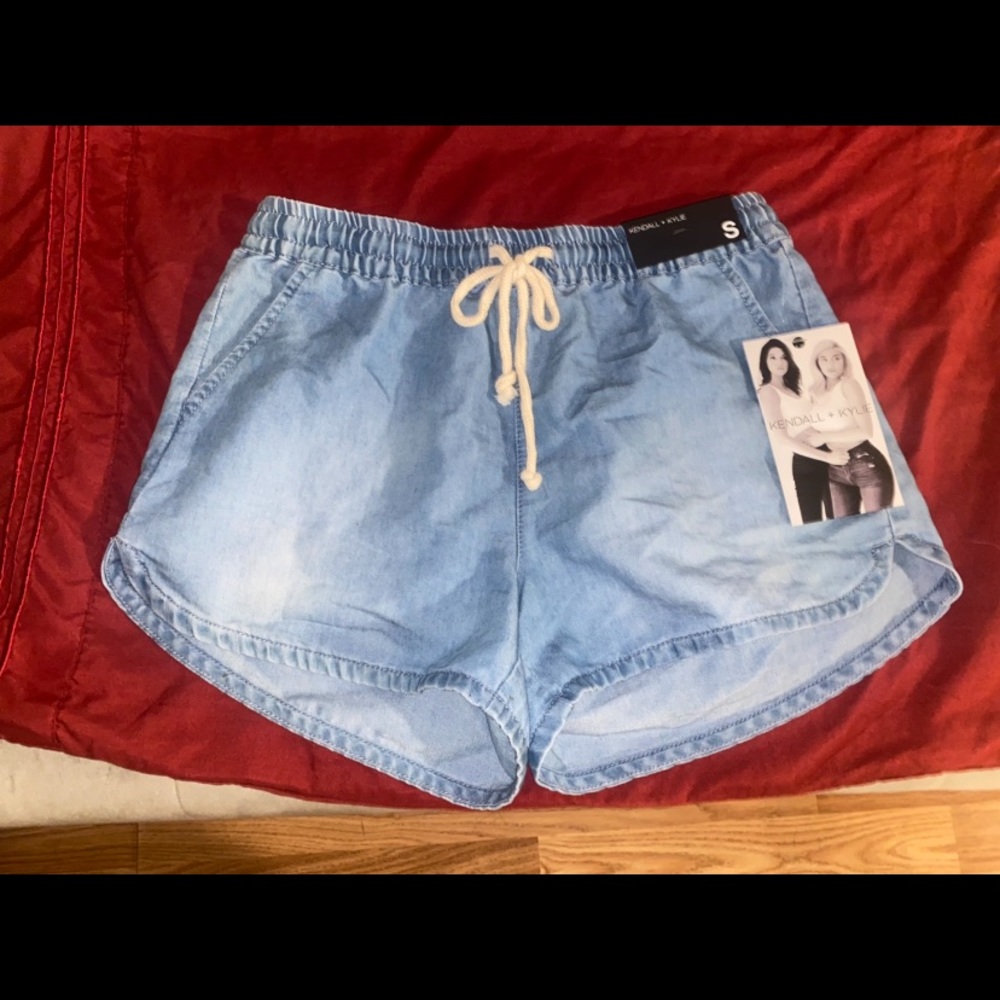 Kendall + Kylie Light Blue Drawstring Shorts